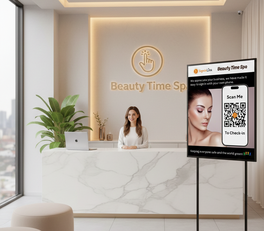 SigninLink QR code to sign in digitally at Beauty Spa